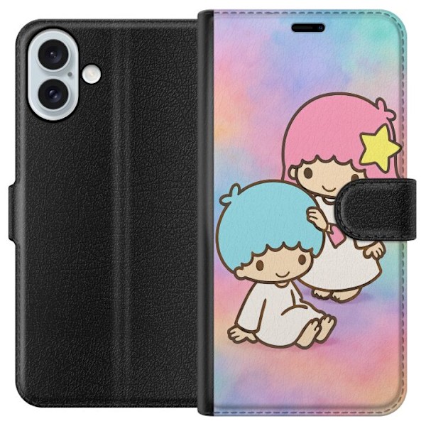 Apple iPhone 16 Plus Tegnebogsetui Kawaii Sanrio Kiki Lola Little Twin Stars