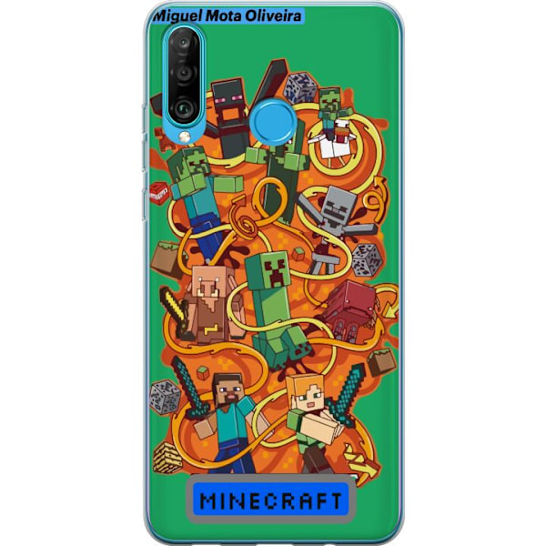 Huawei P30 lite Genomskinligt Skal Minecraft