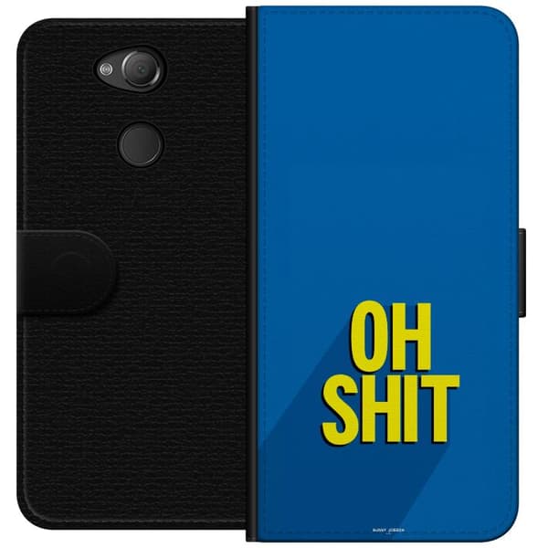 Kompatibelt Lommeboketui til Sony Xperia XA2 Oh Shit text blå
