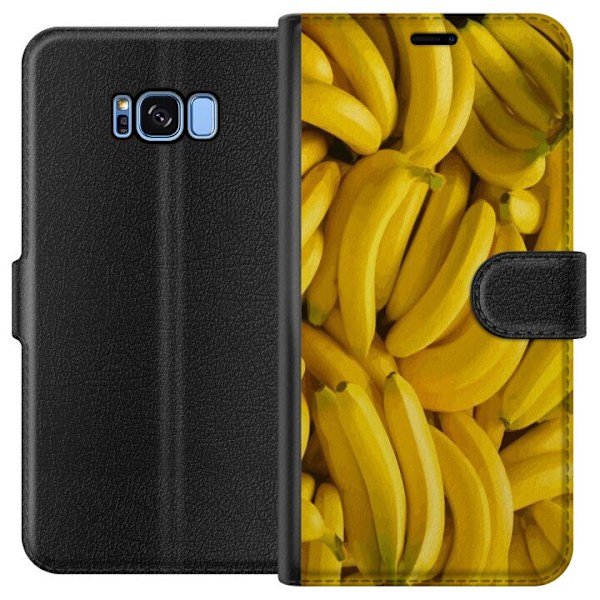 Samsung Galaxy S8 Plånboksfodral Banana Pattern – lekfullt mönster med gula bananer