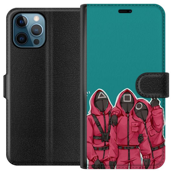 Apple iPhone 12 Pro Tegnebogsetui Squid Game Karakterer Grafisk Design Seriefigurer Populær TV Motiv Asiatisk Stil Spændende Trend