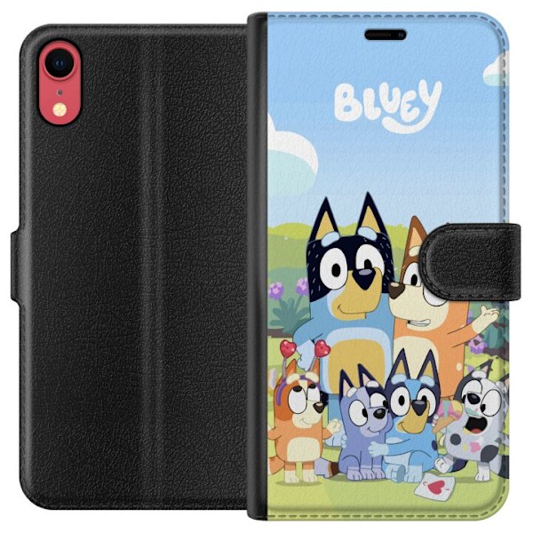 Apple iPhone XR Plånboksfodral Bluey mobilskal med hela familjen i färgglad design