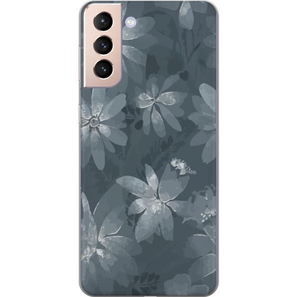 Kompatibelt Mobilskal till Samsung Galaxy S21 Blommor Grå / Blå