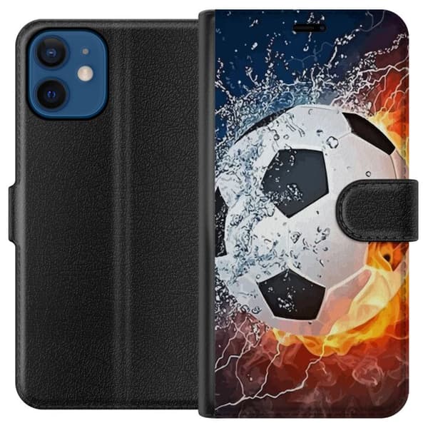 Kompatibelt Plånboksfodral till Apple iPhone 12 mini Fotboll Eld