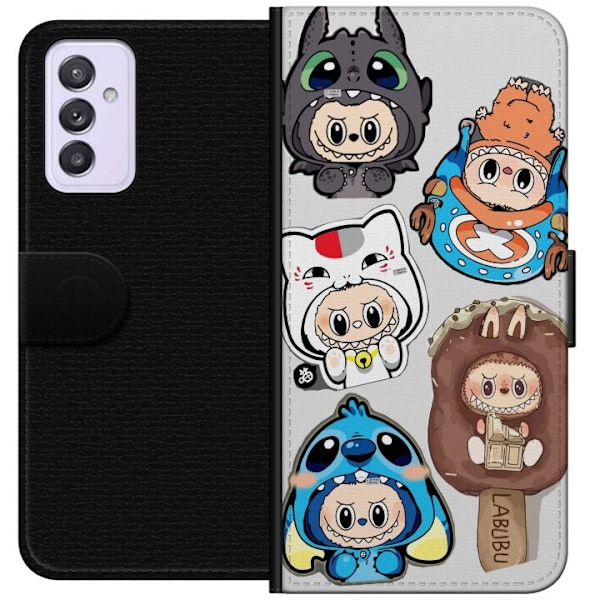 Samsung Galaxy A82 5G Tegnebogsetui Labubu figur samling - Pop Mart Labubu The Monsters i farverigt design