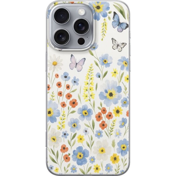 Apple iPhone 16 Pro Max Genomskinligt Skal Sommarblommor