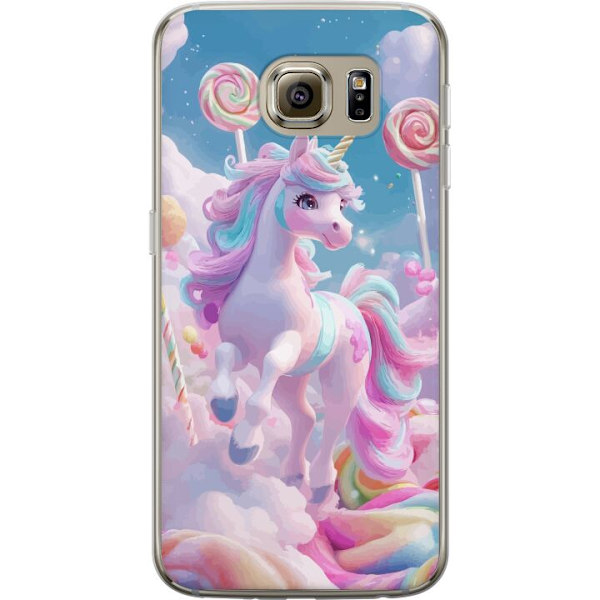 Samsung Galaxy S6 Genomskinligt Skal Enhörning Candy Pastell Kawaii Motiv Söt Populär Färg Grafiskt Trend Barn Motiv Fantasy Art