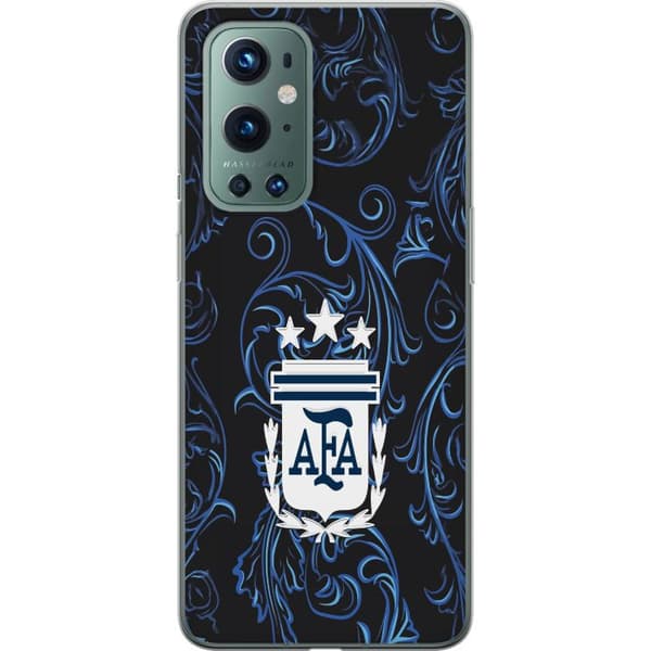 Kompatibelt Mobildeksel til OnePlus 9 Pro Argentinas AFA-emblem på mørkeblå ornamentbakgrunn blå