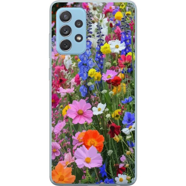 Samsung Galaxy A52 5G Läpinäkyvä kuori Kukkakuvioinen mobiilikuori kesäisellä niityllä ja luontomaisemalla