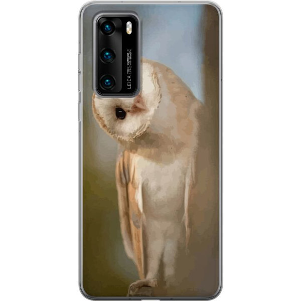 Huawei P40 Genomskinligt Skal Uggla Nyfiken Blick Fågelmotiv Skog Natur Grafiskt Design Populärt Motiv Djur Tema Dekoration