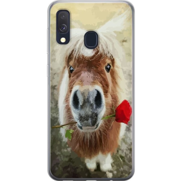 Samsung Galaxy A40 Genomskinligt Skal Pony med ros