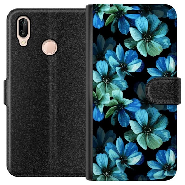 Huawei P20 lite Lompakkokotelo Keskiyö Puutarha