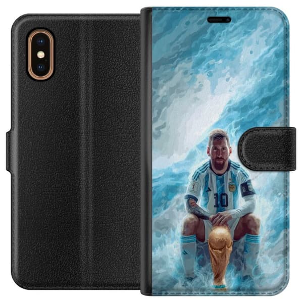 Kompatibel Tegnebogsetui til Apple iPhone XS Max Lionel Messi Världsmästare blå