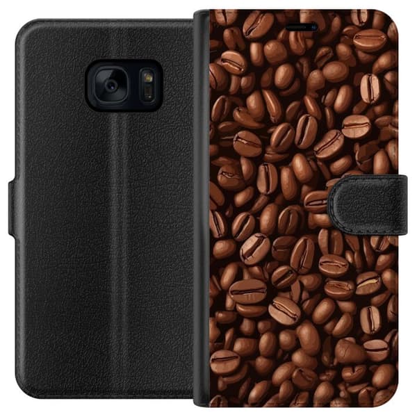 Kompatibel Tegnebogsetui til Samsung Galaxy S7 Kaffebönor närbild brun