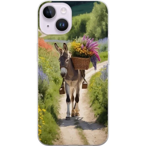 Apple iPhone 14 Genomskinligt Skal Åsna Djurmotiv Rolig Design Naturmotiv Populär Dekor Humor Grafiskt Djurtema Exotiskt