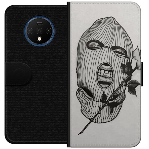 OnePlus 7T Plånboksfodral Ski Mask Ros Streetwear Design Grafiskt Motiv Spänning Urban Stil Street Art Maskerad Symbol