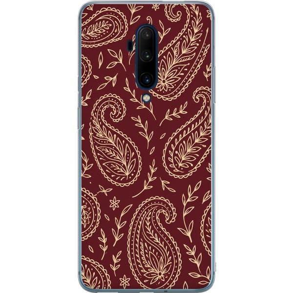 Kompatibelt Mobilskal till OnePlus 7T Pro Vinröd paisley röd