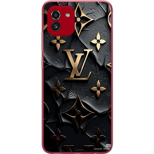 Samsung Galaxy A03 Gennemsigtig cover Louis Vuitton Mørk Tilstand Design Sort Luksus Stil Mode Populær Grafisk Mønster Modeikon Luksusmærke