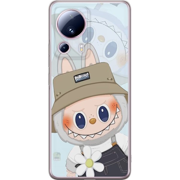 Xiaomi 13 Lite Genomskinligt Skal Labubu med hatt – Pop Mart-figur Mr. Butcher i retro stil med karaktär