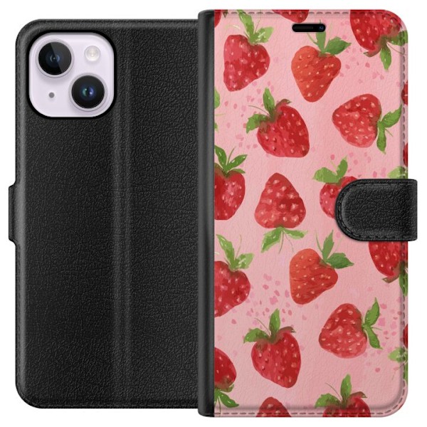 Apple iPhone 15 Plus Tegnebogsetui Jordbærdrømme - Retro-sti