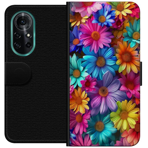 Huawei nova 8 Pro Plånboksfodral Gerbera Blommor Färgglad Dekor Blommotiv Populärt Heminredning Färg Rik Väggkonst Design