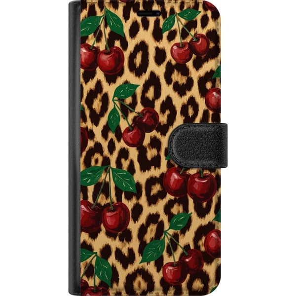 Kompatibel Tegnebogsetui til Apple iPhone 11 Kirsebær leopardmønster kirsebærtryk leopardbaggrund retro rockabilly pinup-stildesign