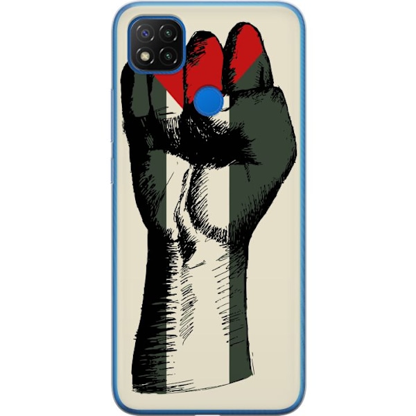 Xiaomi Redmi 9C Genomskinligt Skal Hand knuten i Palestinas färger – kraftfull symbol för frihetsrörelsen