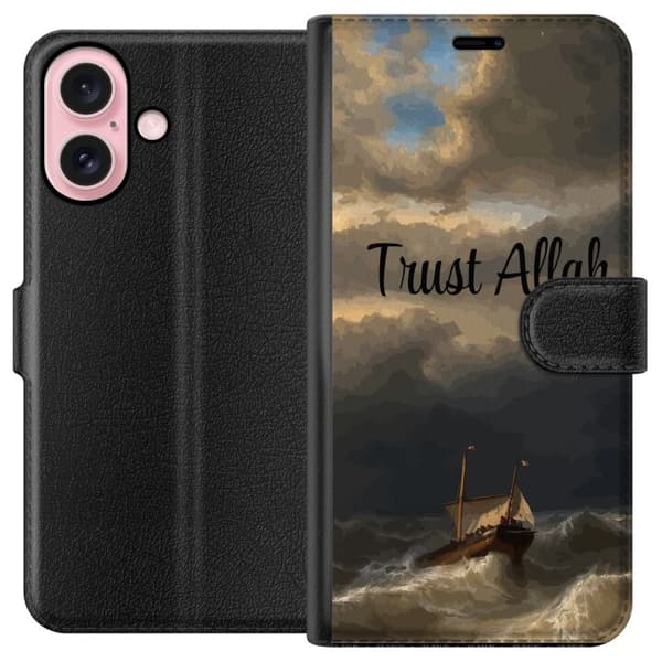 Kompatibel Tegnebogsetui til Apple iPhone 16 Trust Allah över stormigt hav brun