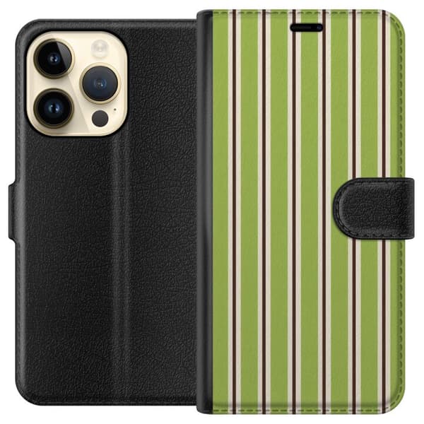 Yhteensopiva Lompakkokotelo Apple iPhone 14 Pro Matcha Stripe vihreä