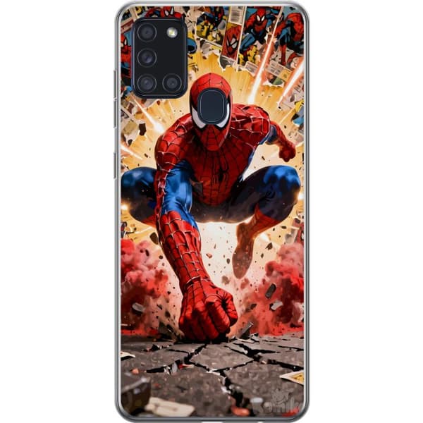 Kompatibelt Mobildeksel til Samsung Galaxy A21s Spider Man action
