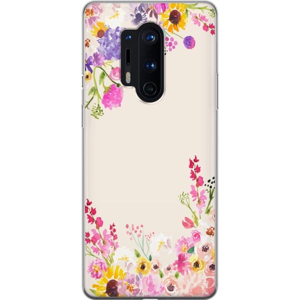 Kompatibelt Mobildeksel til OnePlus 8 Pro Blommig akvarellram