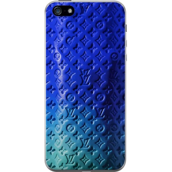 Kompatibelt Mobildeksel til Apple iPhone 5 Blått luksuriøst monogrammønster med elegant preget tekstur blå