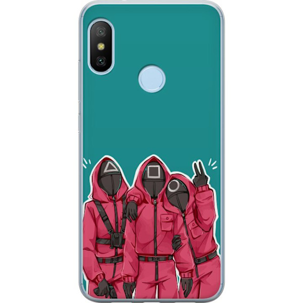 Xiaomi Mi A2 Lite Läpinäkyvä kuori Squid Game Hahmot Graafinen Suunnittelu Sarjakuvasarjan Hahmot Suosittu TV-Teema Aasialainen Tyyli Jännittävä