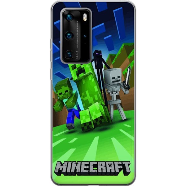 Huawei P40 Pro Läpinäkyvä kuori Minecraft Creeper mobilskal i klassisk grön pixelstil