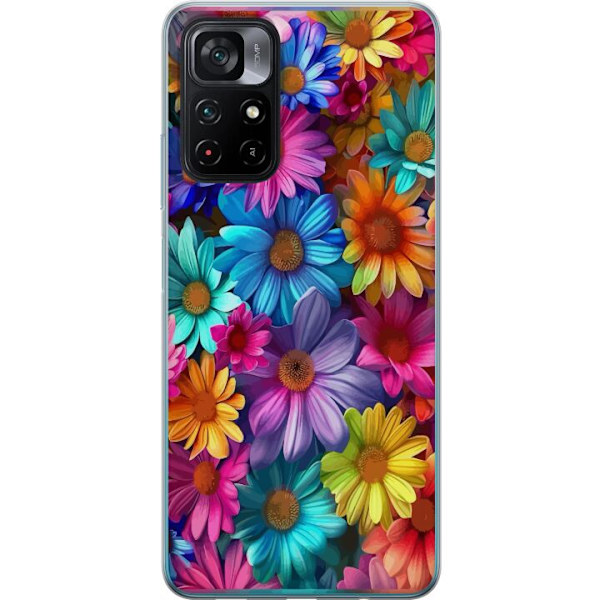 Xiaomi Poco M4 Pro 5G Genomskinligt Skal Gerbera Blommor Färgglad Dekor Blommotiv Populärt Heminredning Färg Rik Väggkonst Design