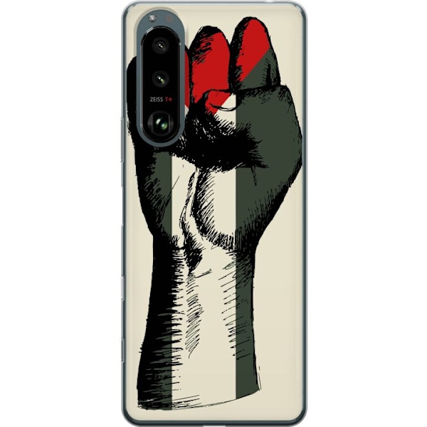 Sony Xperia 5 III Gennemsigtig cover Hånd bundet i Palæstinas farver - kraftfuldt symbol for frihedsbevægelsen