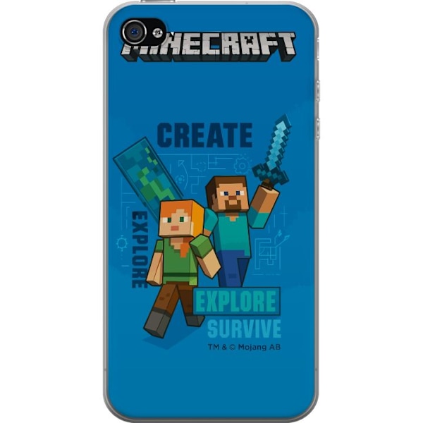 Apple iPhone 4 Läpinäkyvä kuori Minecraft Luolastot