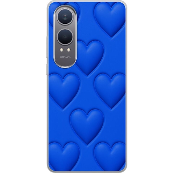 OnePlus Nord CE4 Lite Gjennomsiktig deksel Blå Hjerter