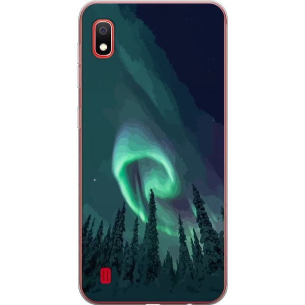 Kompatibelt Mobildeksel til Samsung Galaxy A10 Norrsken över vinterlandskap grønn