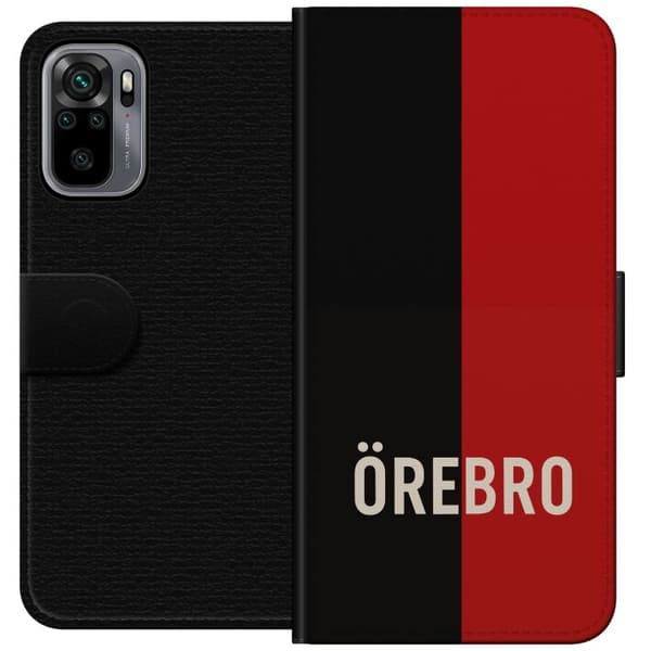Kompatibel Tegnebogsetui til Xiaomi Redmi Note 10S Sort og rød bytekst med minimalistisk og moderne design sort