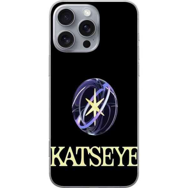 Kompatibel Mobilcover til Apple iPhone 16 Pro Max KATSEYE-logo med gul stjerne, lilla omløbsringe og lys typografi mod sort baggrund sort