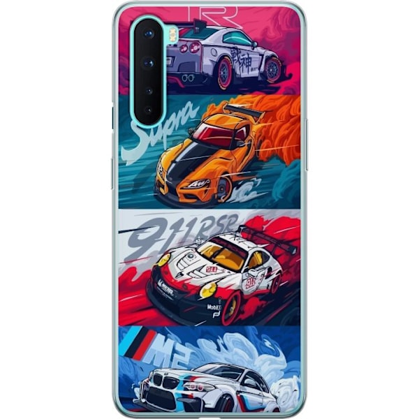 OnePlus Nord Läpinäkyvä kuori Nopeat Autot - Piirretty Kuvi