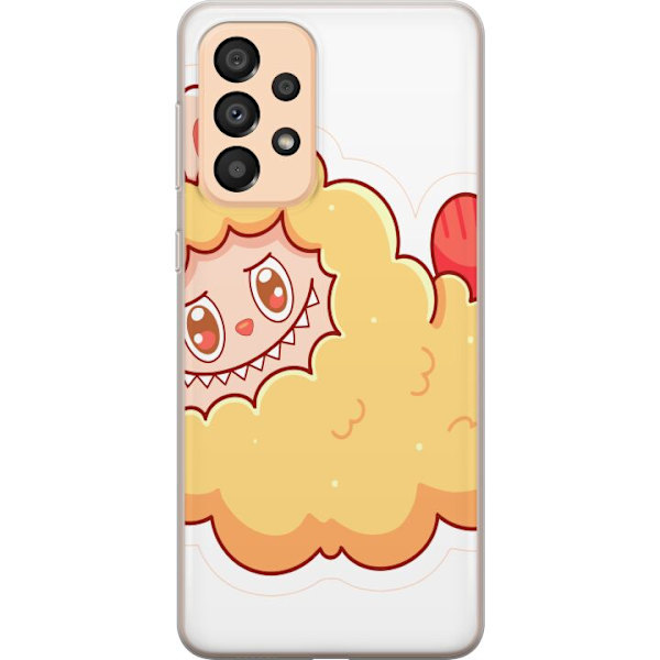 Samsung Galaxy A33 5G Genomskinligt Skal Labubu Tvättbjörn Pop Mart Figur Samlarobjekt Söt Design Populärt Motiv Art Toy Kreativ Figurserie