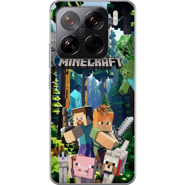 Xiaomi 15 Pro Genomskinligt Skal Minecraft mobilskal med skog och figurer i pixelstil