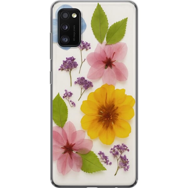 Samsung Galaxy A41 Gennemsigtig cover Pressede blomster