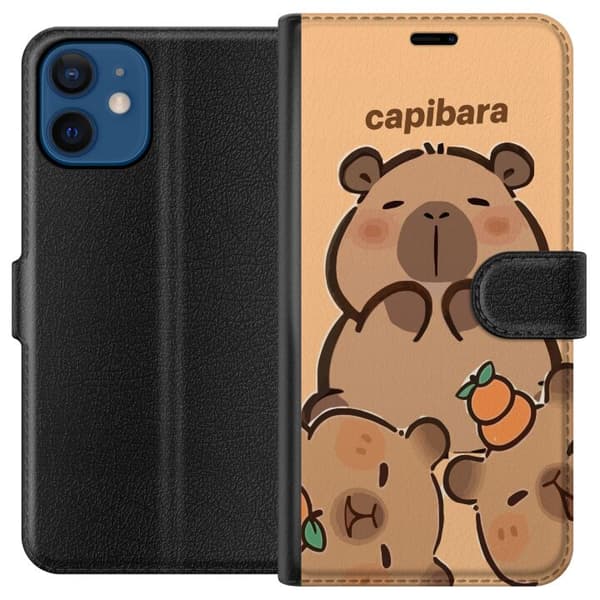 Kompatibel Tegnebogsetui til Apple iPhone 12 mini Capybara kawaii figur sød trendy samler
