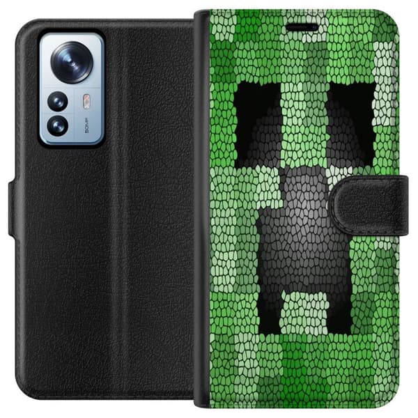 Kompatibelt Plånboksfodral till Xiaomi 12 Pro Creeper / Minecraft