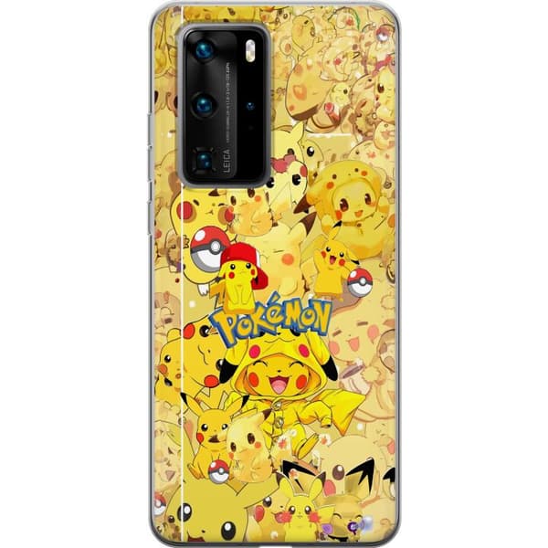 Kompatibel Mobilcover til Huawei P40 Pro Sød Pikachu-collage med Pokémon-tema i bløde gule nuancer gul