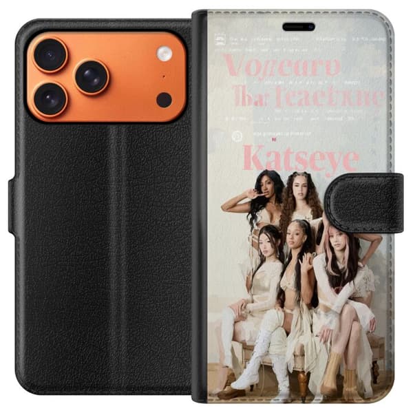 Kompatibel Tegnebogsetui til Apple iPhone 17 Pro Max KATSEYE elegant grupporträtt beige