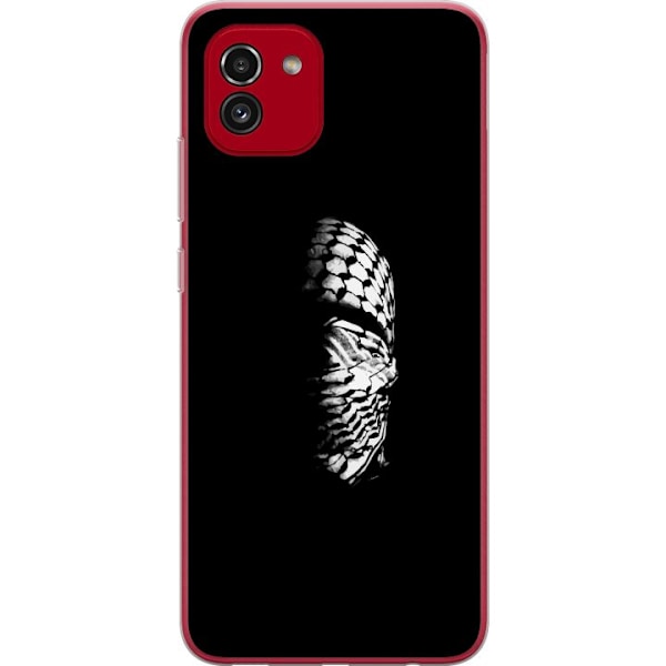Samsung Galaxy A03 Gennemsigtig cover Keffiyeh-mønster - klassisk sort-hvid palæstinensisk tørklæde med kulturel betydning